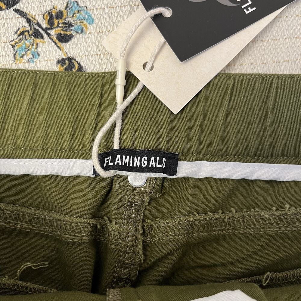 Women’s Olive Cargo Drawstring Shorts with Patch Pockets - Picture 9 of 10